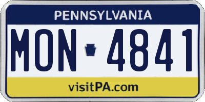 PA license plate MON4841