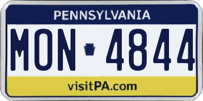 PA license plate MON4844