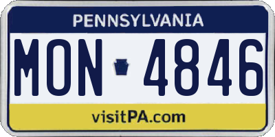 PA license plate MON4846