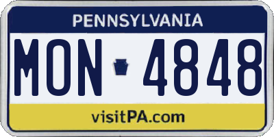 PA license plate MON4848