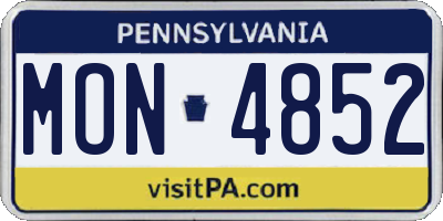 PA license plate MON4852