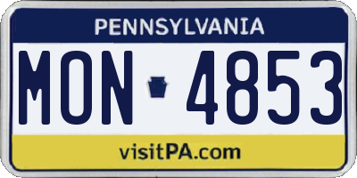 PA license plate MON4853