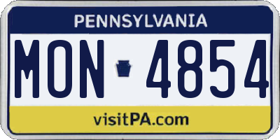 PA license plate MON4854