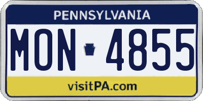 PA license plate MON4855