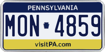 PA license plate MON4859