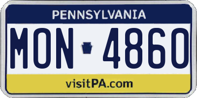 PA license plate MON4860