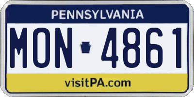 PA license plate MON4861