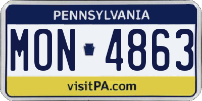 PA license plate MON4863