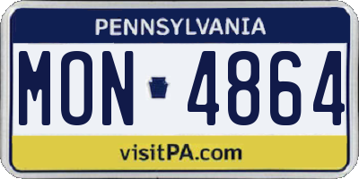 PA license plate MON4864