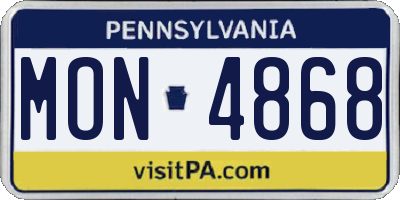 PA license plate MON4868