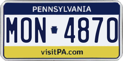 PA license plate MON4870
