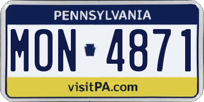 PA license plate MON4871