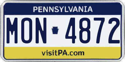 PA license plate MON4872