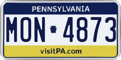 PA license plate MON4873