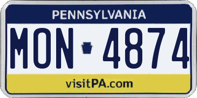 PA license plate MON4874