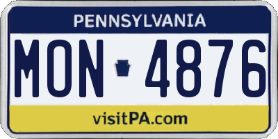 PA license plate MON4876
