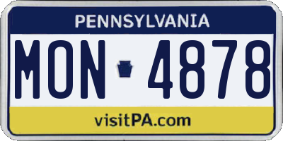 PA license plate MON4878