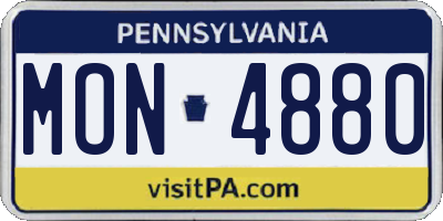PA license plate MON4880