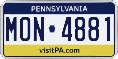 PA license plate MON4881