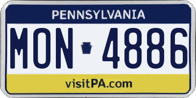 PA license plate MON4886