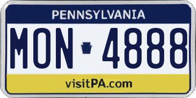 PA license plate MON4888