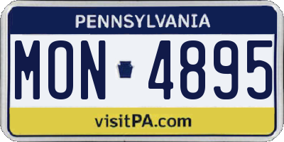 PA license plate MON4895