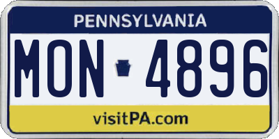 PA license plate MON4896