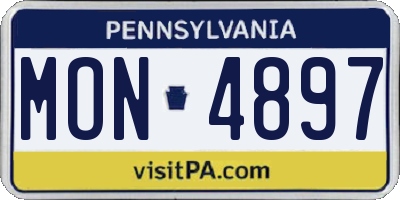 PA license plate MON4897