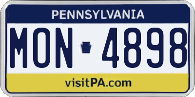 PA license plate MON4898