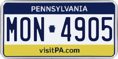 PA license plate MON4905