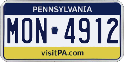 PA license plate MON4912
