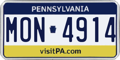 PA license plate MON4914