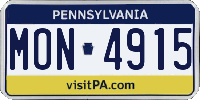 PA license plate MON4915