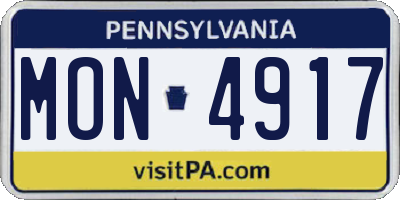PA license plate MON4917