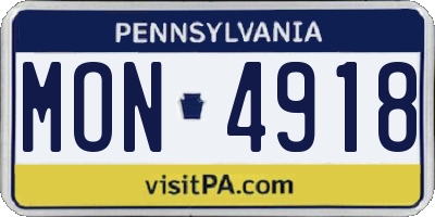 PA license plate MON4918
