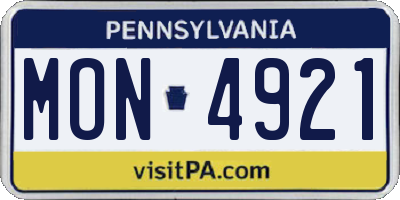 PA license plate MON4921