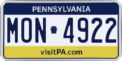 PA license plate MON4922