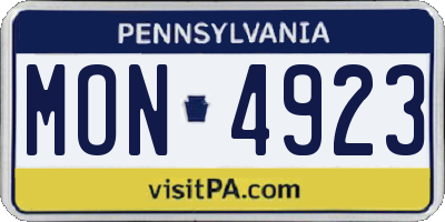 PA license plate MON4923