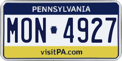 PA license plate MON4927