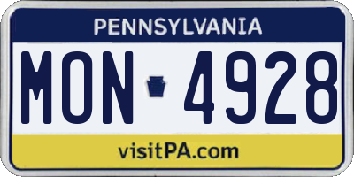 PA license plate MON4928