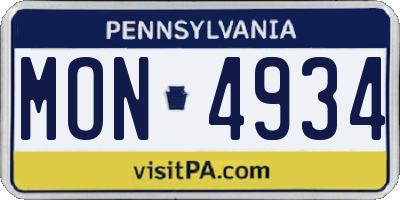 PA license plate MON4934
