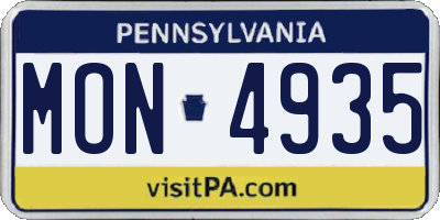 PA license plate MON4935