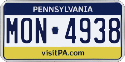 PA license plate MON4938