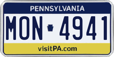 PA license plate MON4941