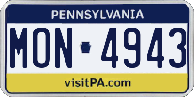 PA license plate MON4943