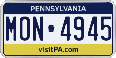 PA license plate MON4945