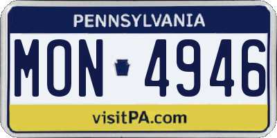 PA license plate MON4946