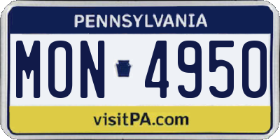 PA license plate MON4950