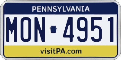 PA license plate MON4951