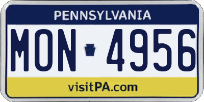 PA license plate MON4956